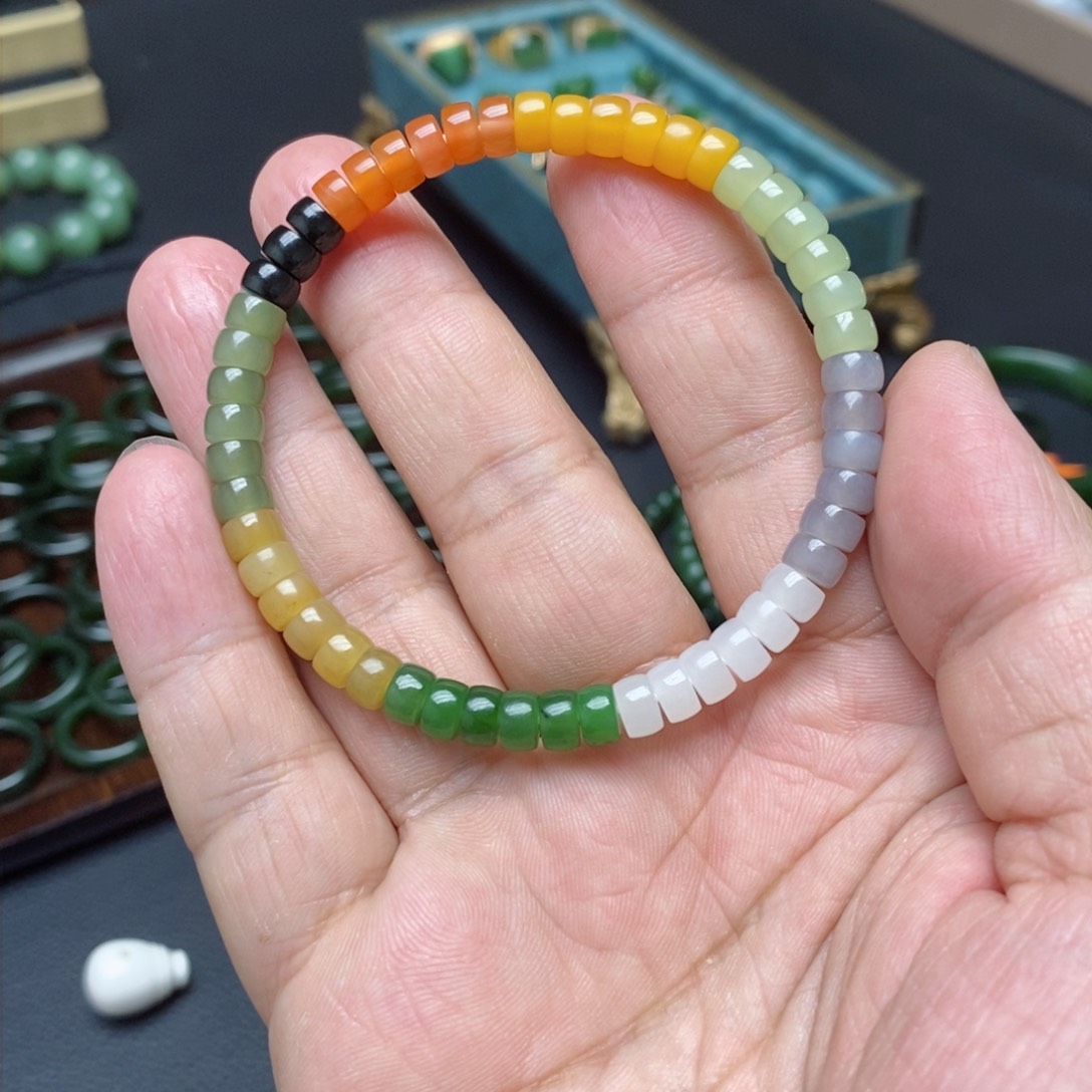 和田玉（碧玉）手串未镶嵌猫*五