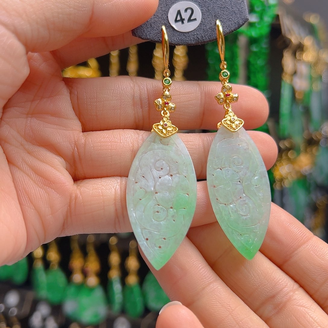 银S925镶嵌翡翠耳饰