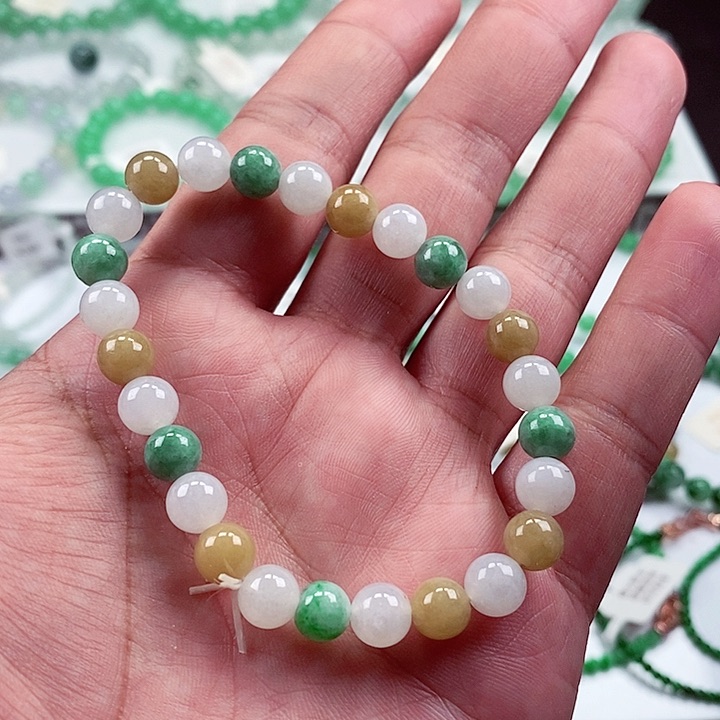 翡翠手链未镶嵌卡7+