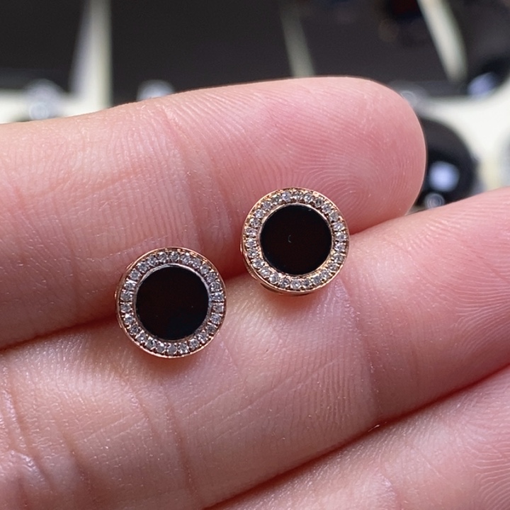 翡翠耳饰18K金镶嵌缅甸天然翡翠墨翠