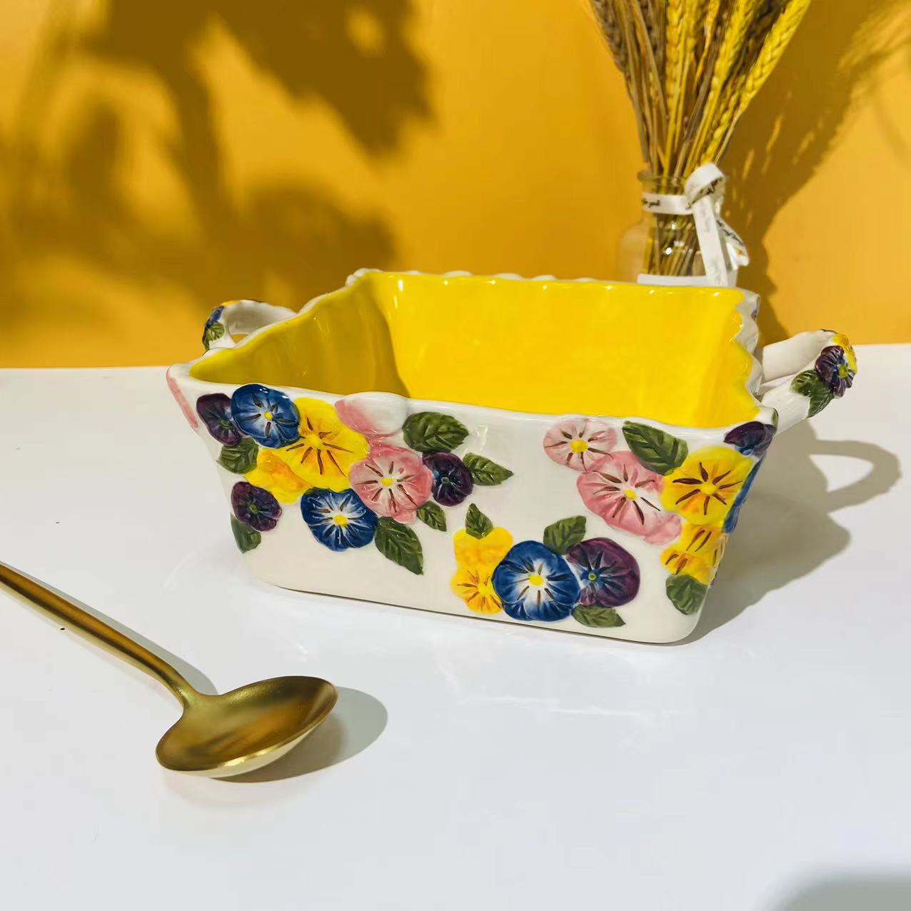 富雅人生-10英寸双耳立柄四方烤碗