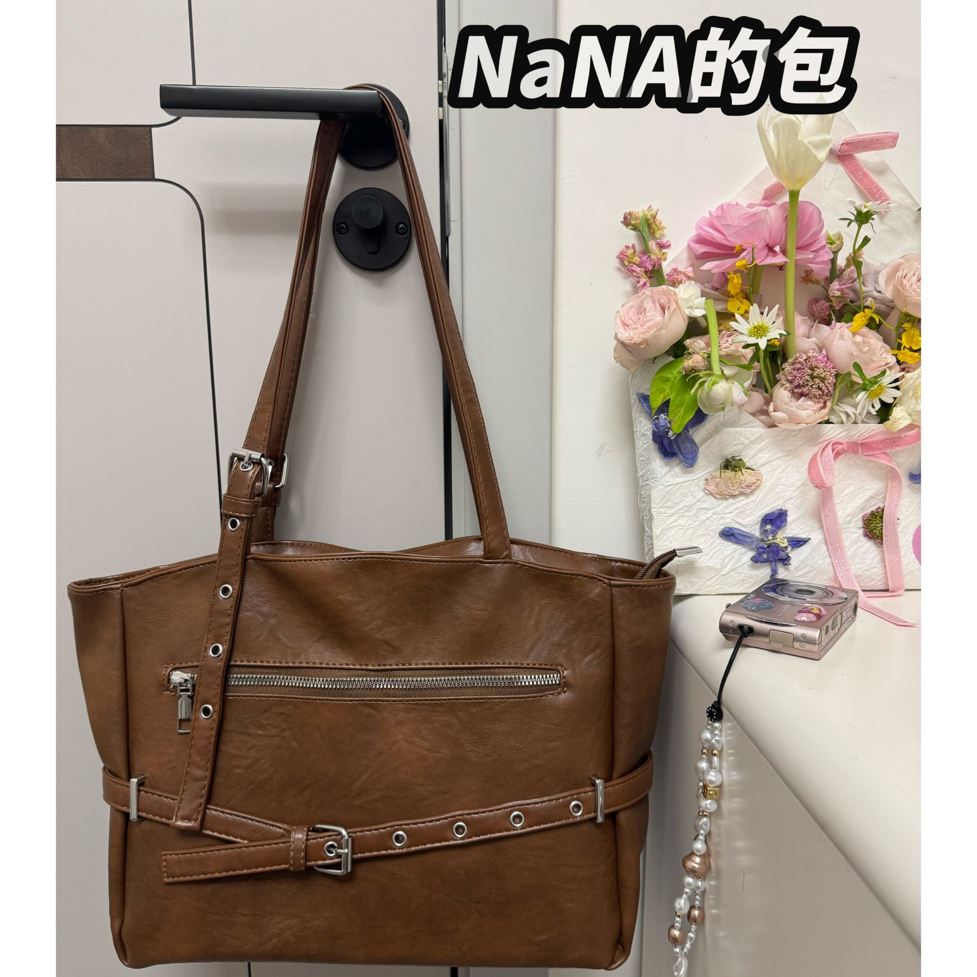 韩系托特包拉链单肩包大容量包时尚百搭大容量包包01010         