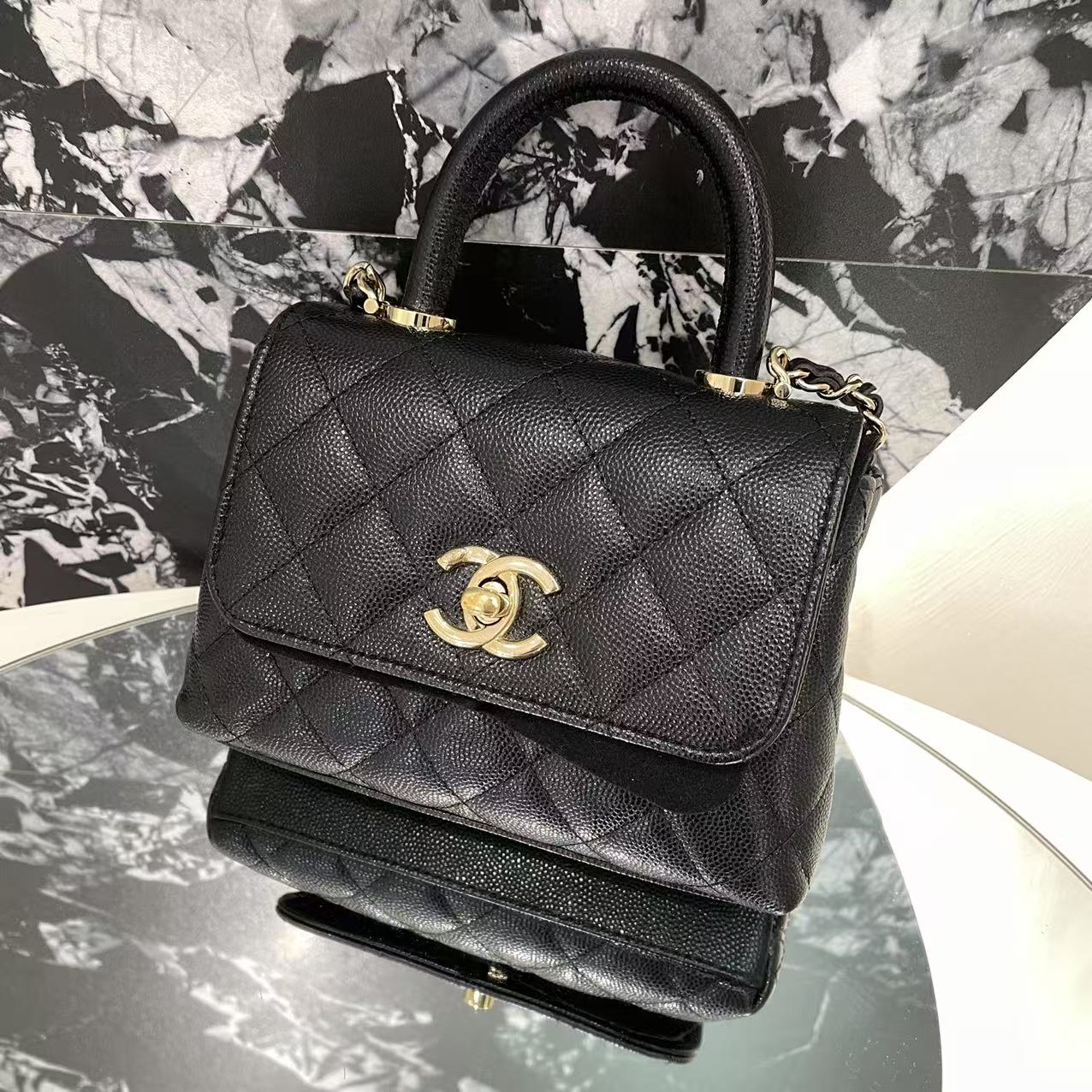 99新 Chanel/香奈儿 黑手柄cocohandle nano小废包 斜挎包