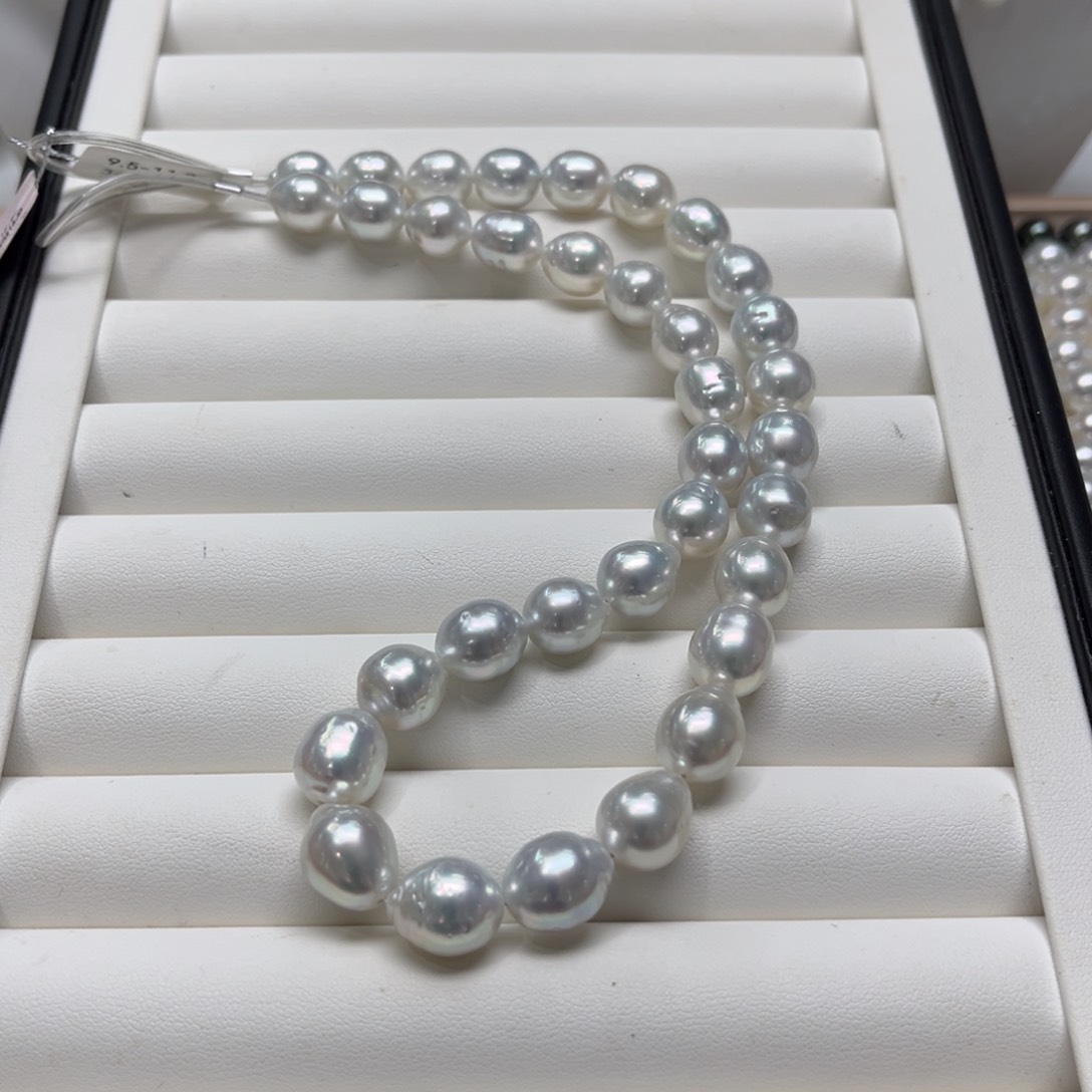 未镶嵌海水珍珠上新澳白冷银宝石光项链9-11.2mm