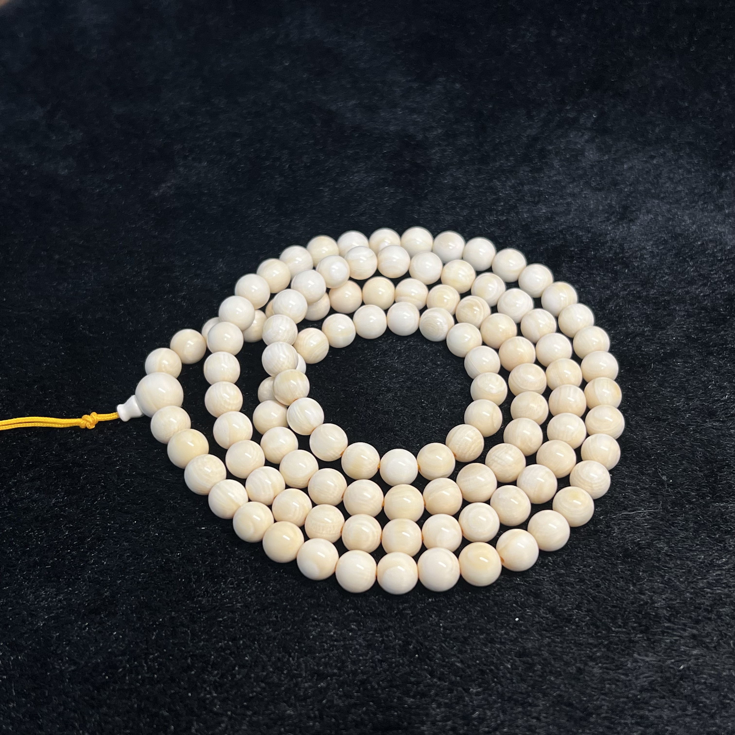 A0019-21鬼Q文玩猛犸牙108圆珠手串