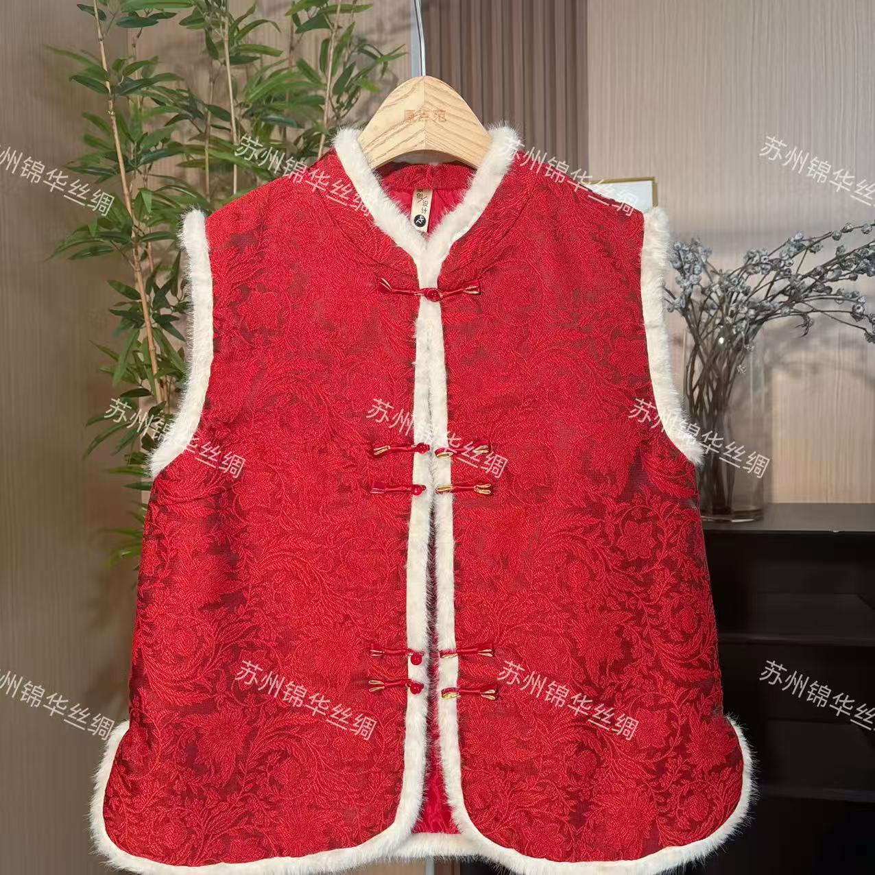 【红运马甲】厚款圆领加厚上衣无袖新中式国风百搭女士马甲N34