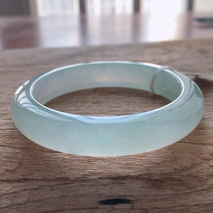 正圈55mm 冰种晴蓝绿天然缅甸翡翠A货手镯
