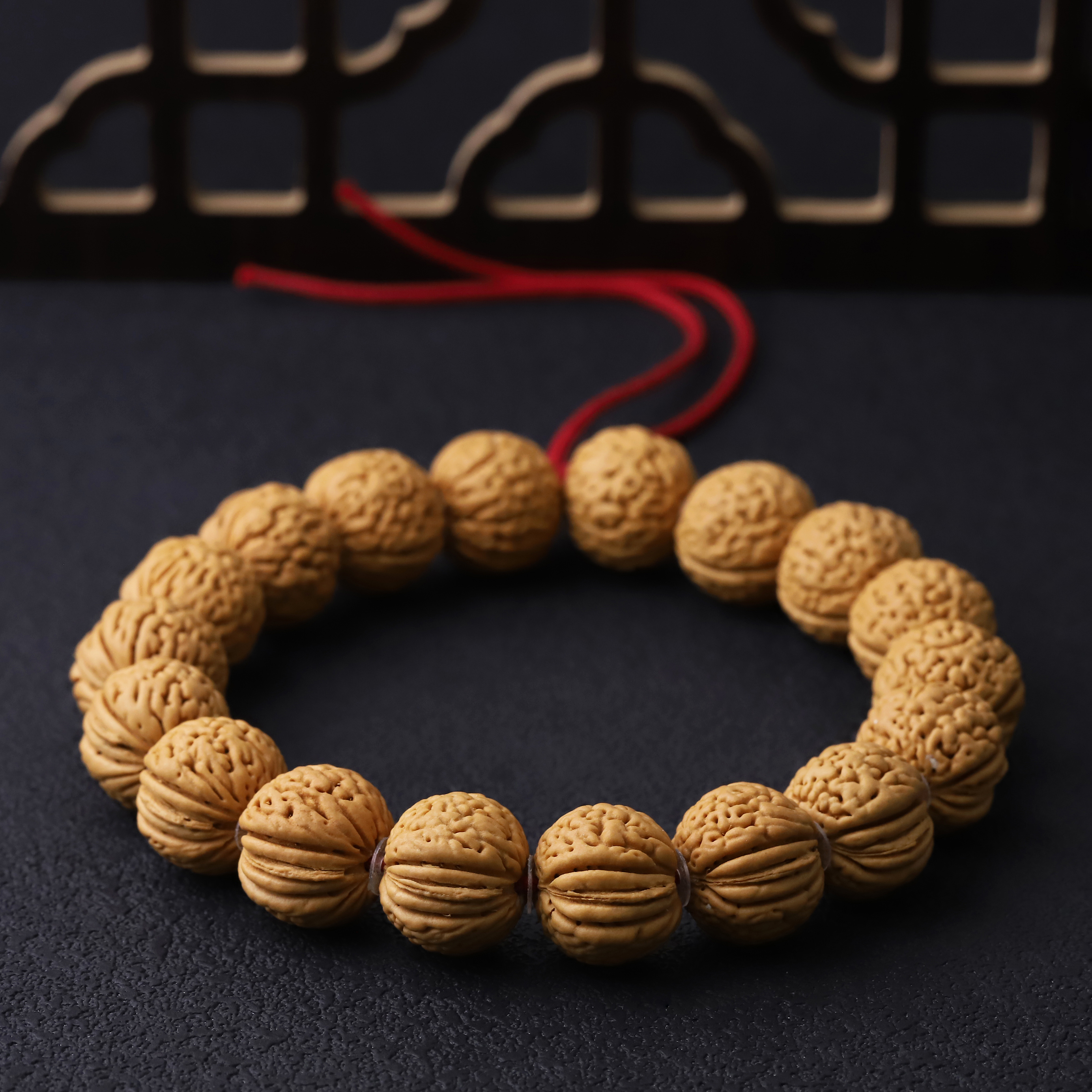 HT1225【全品野三坡脑纹桃核】单圈文玩手串