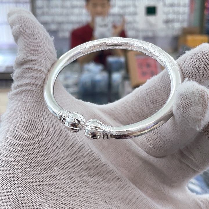 无足银南瓜头手镯足银