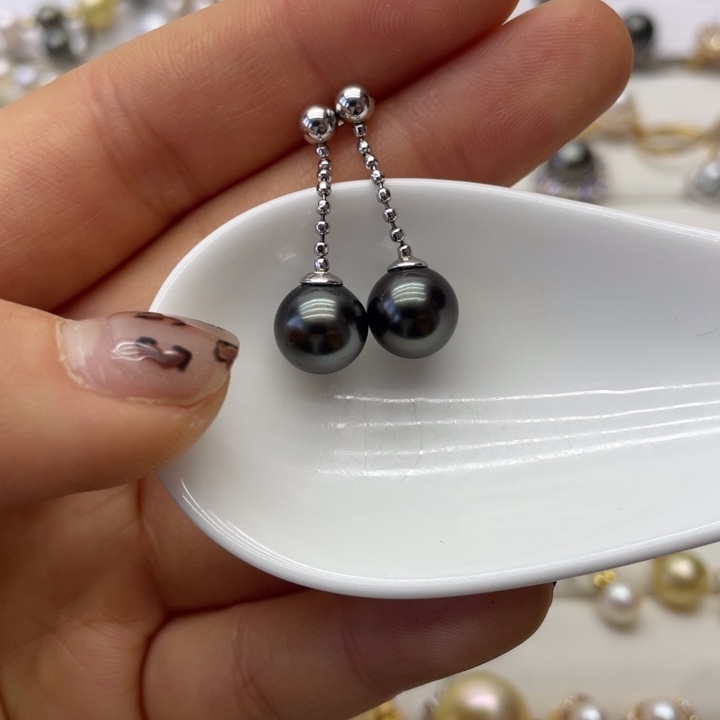 海水珍珠耳饰银S925镶嵌
