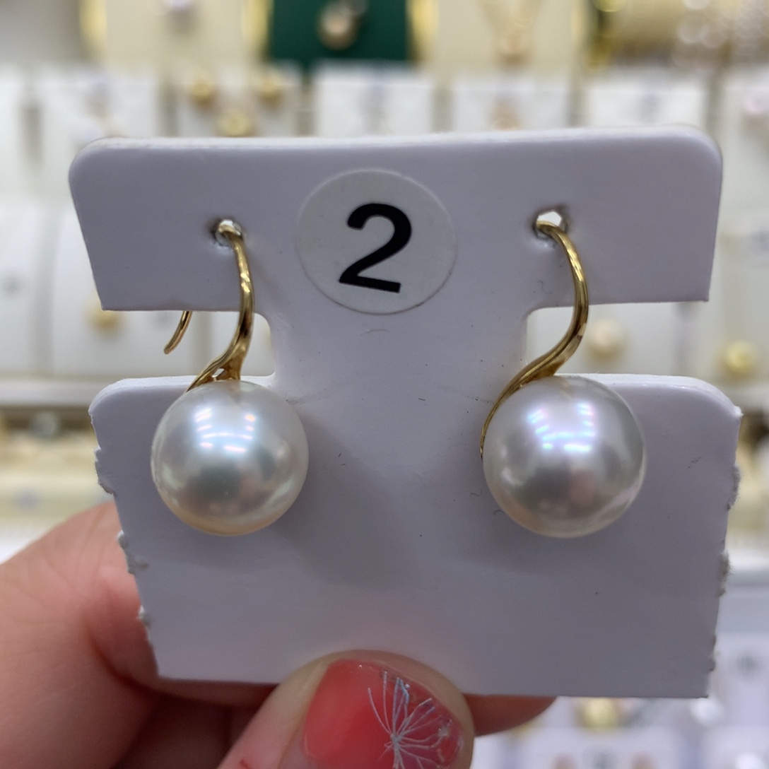 海水珍珠耳饰18K金镶嵌澳白10-11