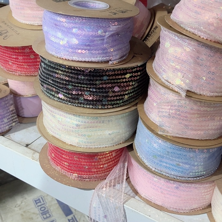 金***子拷边满版亮片纱黑色10码材料