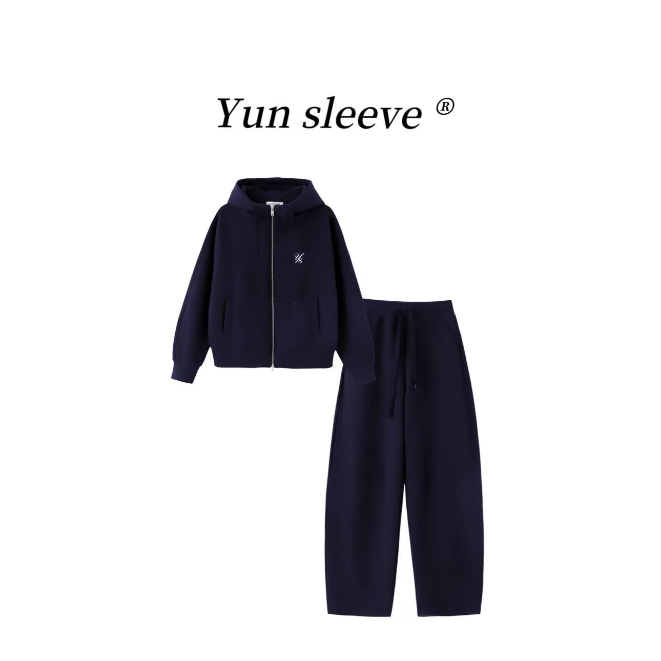 冬款2025加绒加厚连帽运动开衫套装刺绣韩版休闲宽松两件套D2508