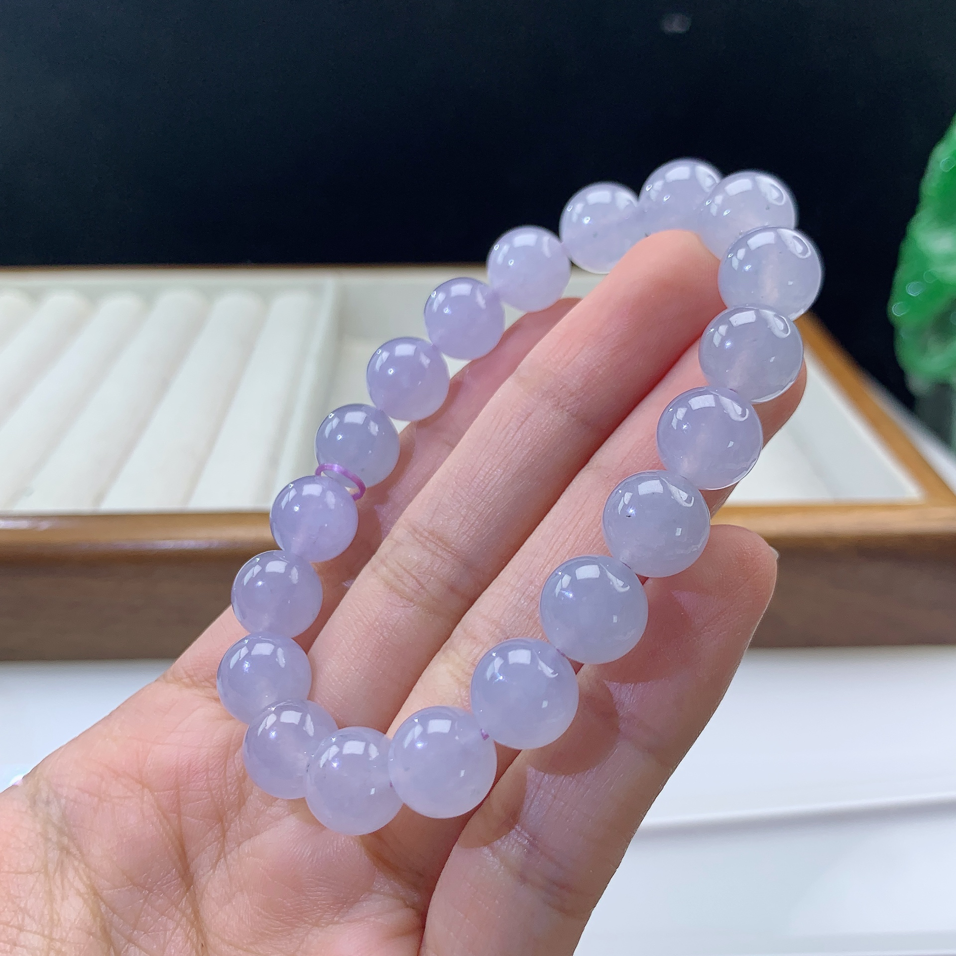 3.3-13-缅甸天然翡翠A货 女款仙紫手串尺寸:10mm 19颗粒