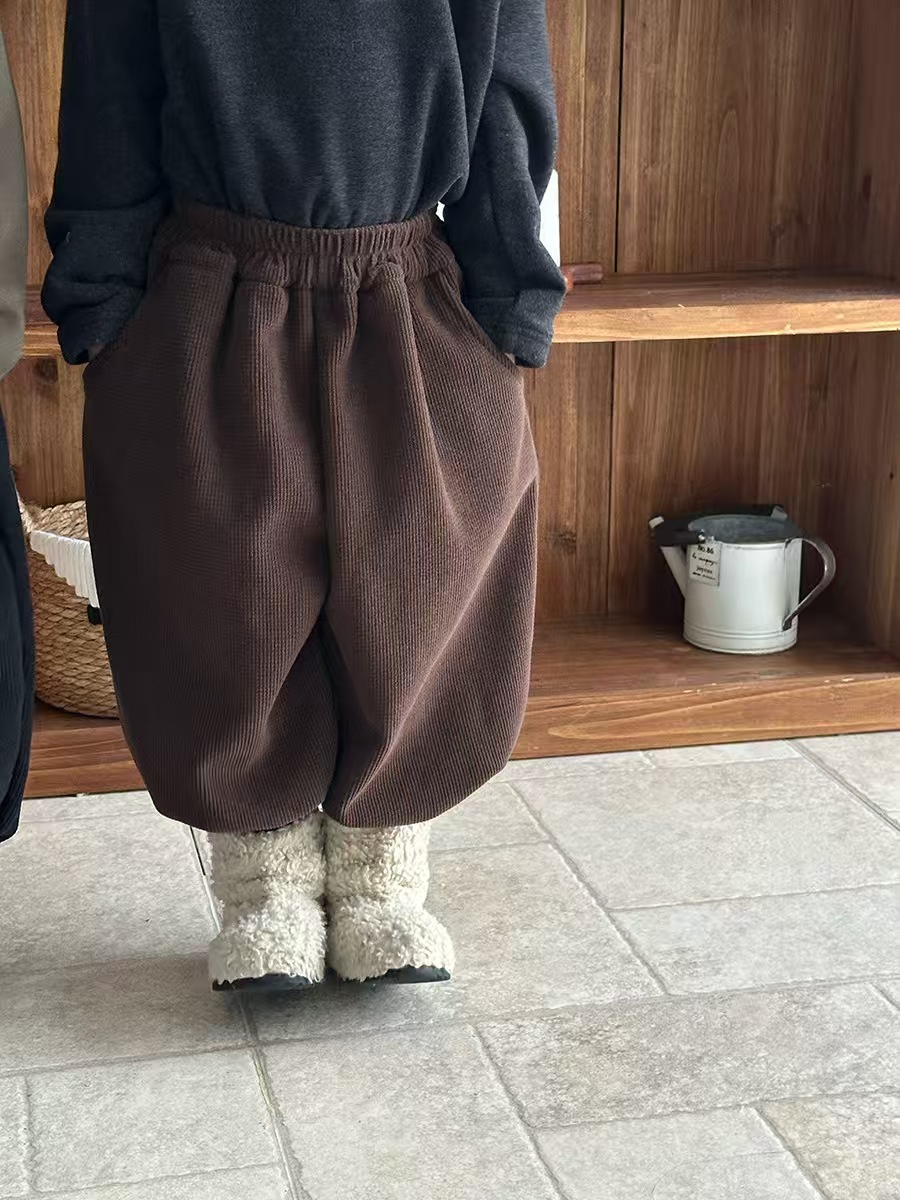 果儿童品2025儿童冬季复合一体绒束脚男女宝宝加厚保暖宽松长裤