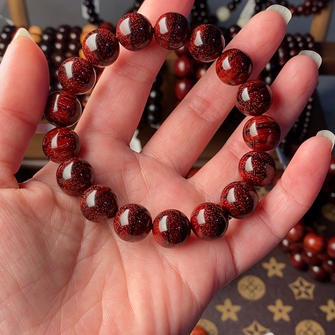 手串/手链小叶紫檀原汁原味小叶紫檀1.2虎皮纹高油密