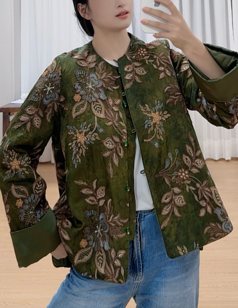 【枝繁叶茂】2025秋冬高端新中式刺绣提花夹棉款气质女唐装重磅棉服