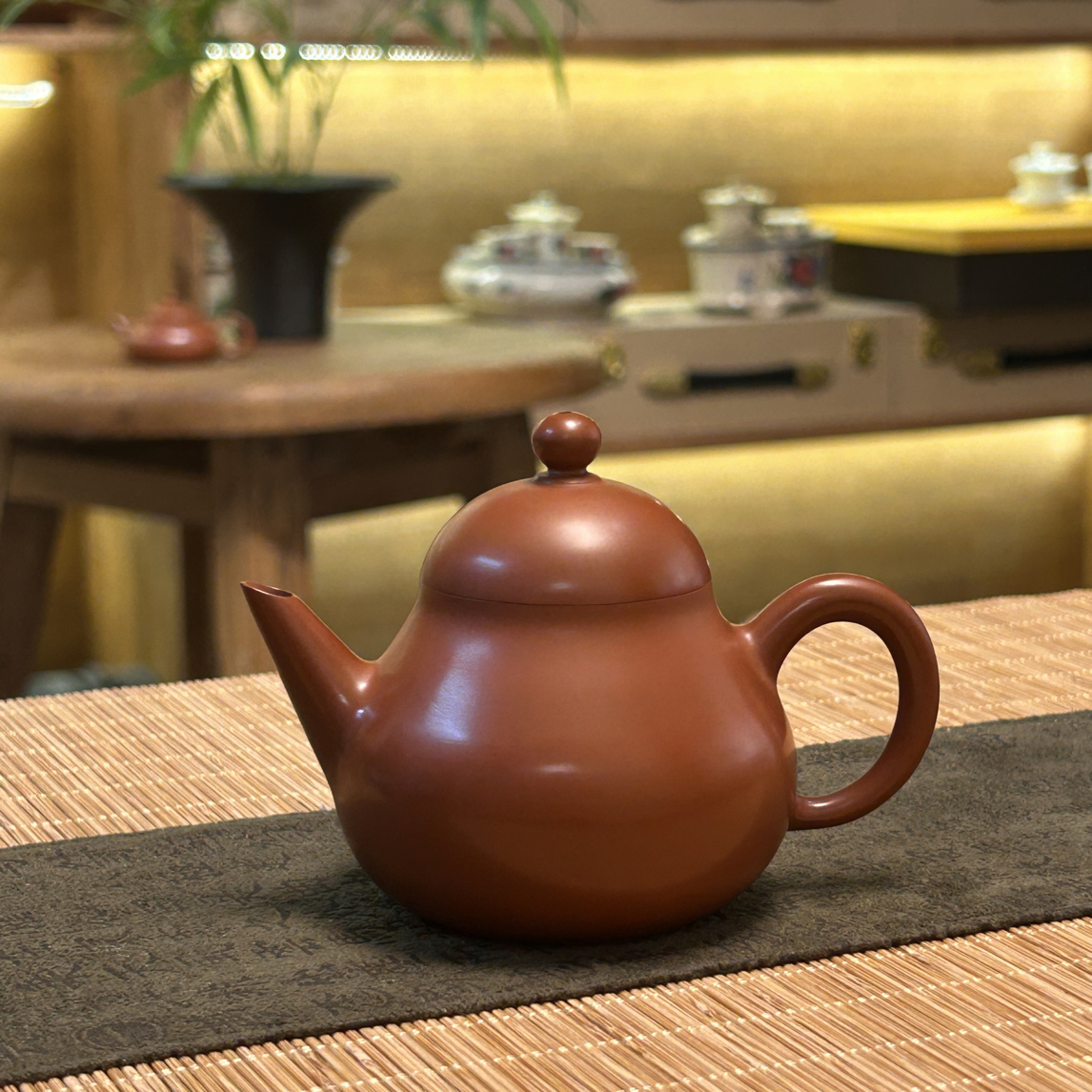 【梨壶】约120毫升 全手工朱泥薄胎潮州手拉壶功夫茶家用泡茶器具