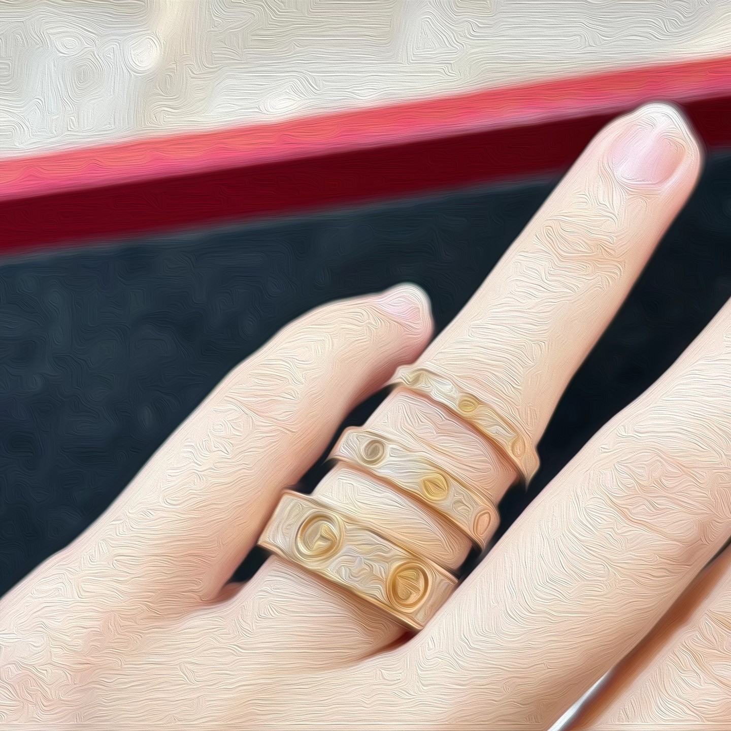 合金戒指 Drctcy 镀K金 满天星宽窄版戒指cnc工艺