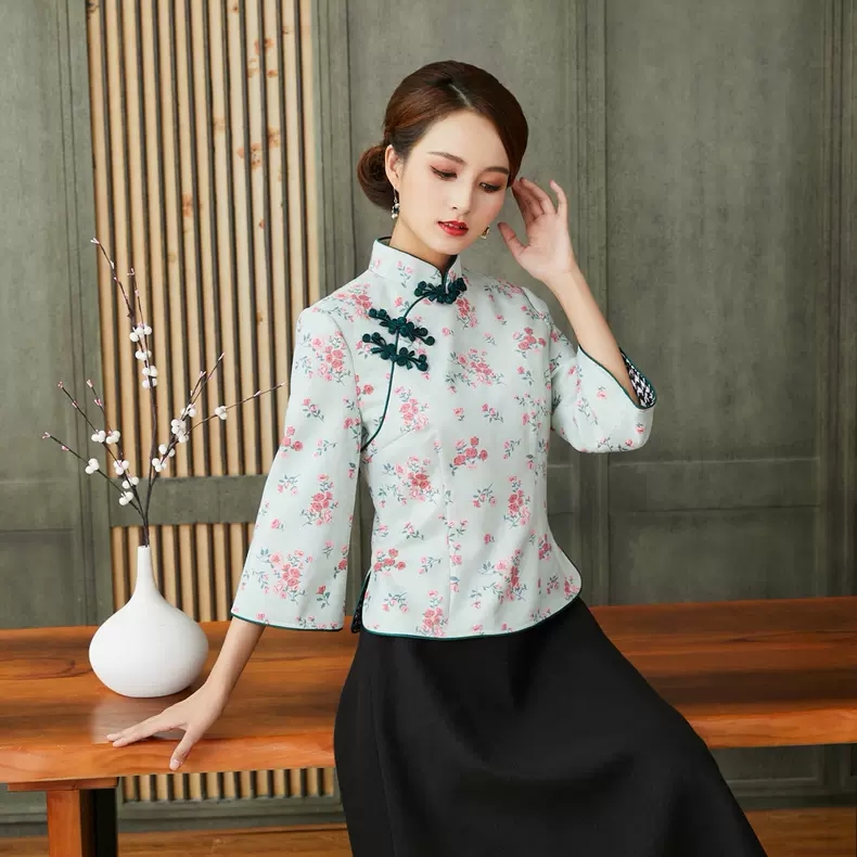 复古改良旗袍上衣中式唐装女禅意茶艺服装上衣