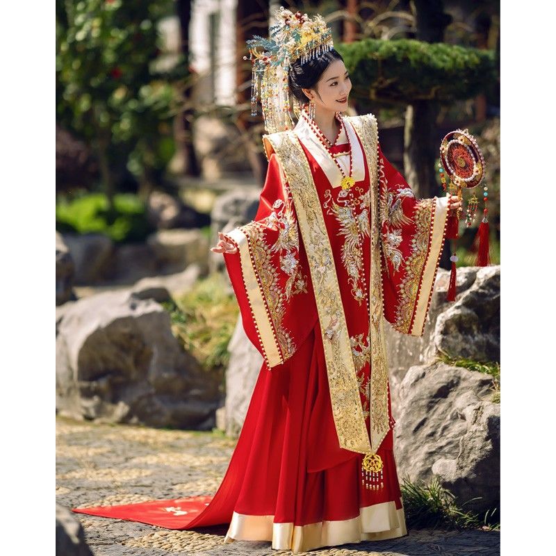 明制婚服新娘汉式汉服嫁衣凤冠霞帔全套秀禾服重工出阁服结婚礼服