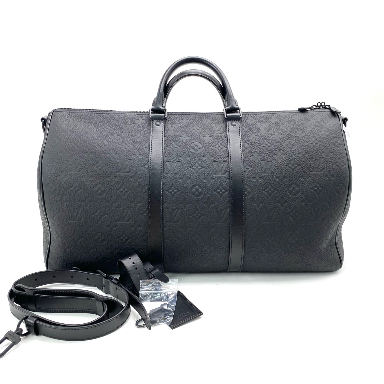 95新 LouisVuitton/路易威登  黑色压花keepall50旅行袋尺寸50/29