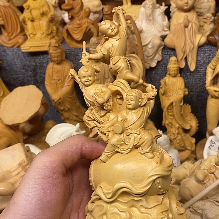 黄杨木黄杨木瑕疵童子打鼓