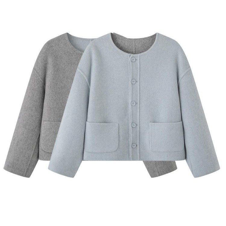 MM商场同款2025秋冬新品时尚小香风两面穿双面呢大衣外套女0102