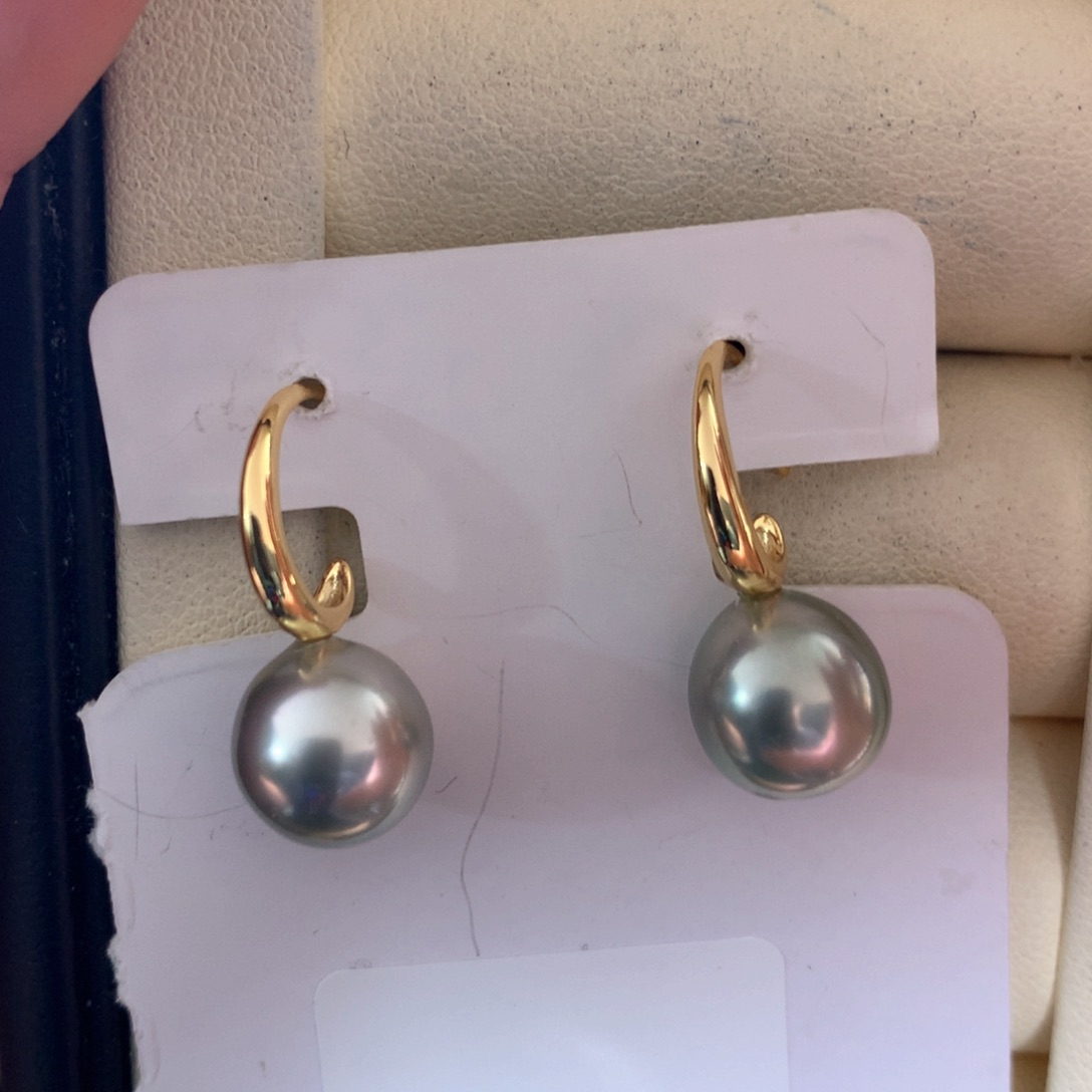 海水珍珠耳饰银S925镶嵌