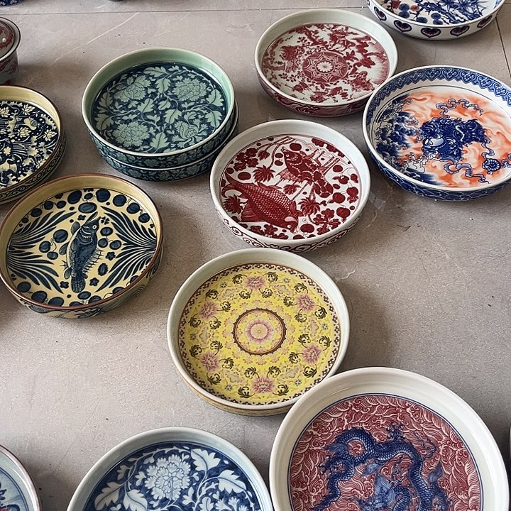 杯景德镇黄珐琅彩大壶承