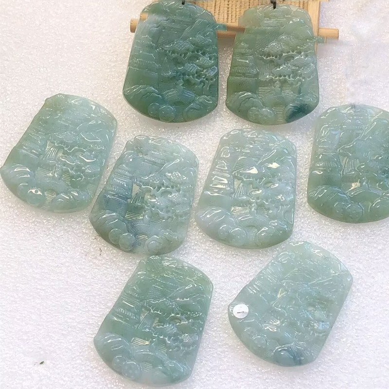 天然缅甸A货翡翠山水牌-多样性发其一