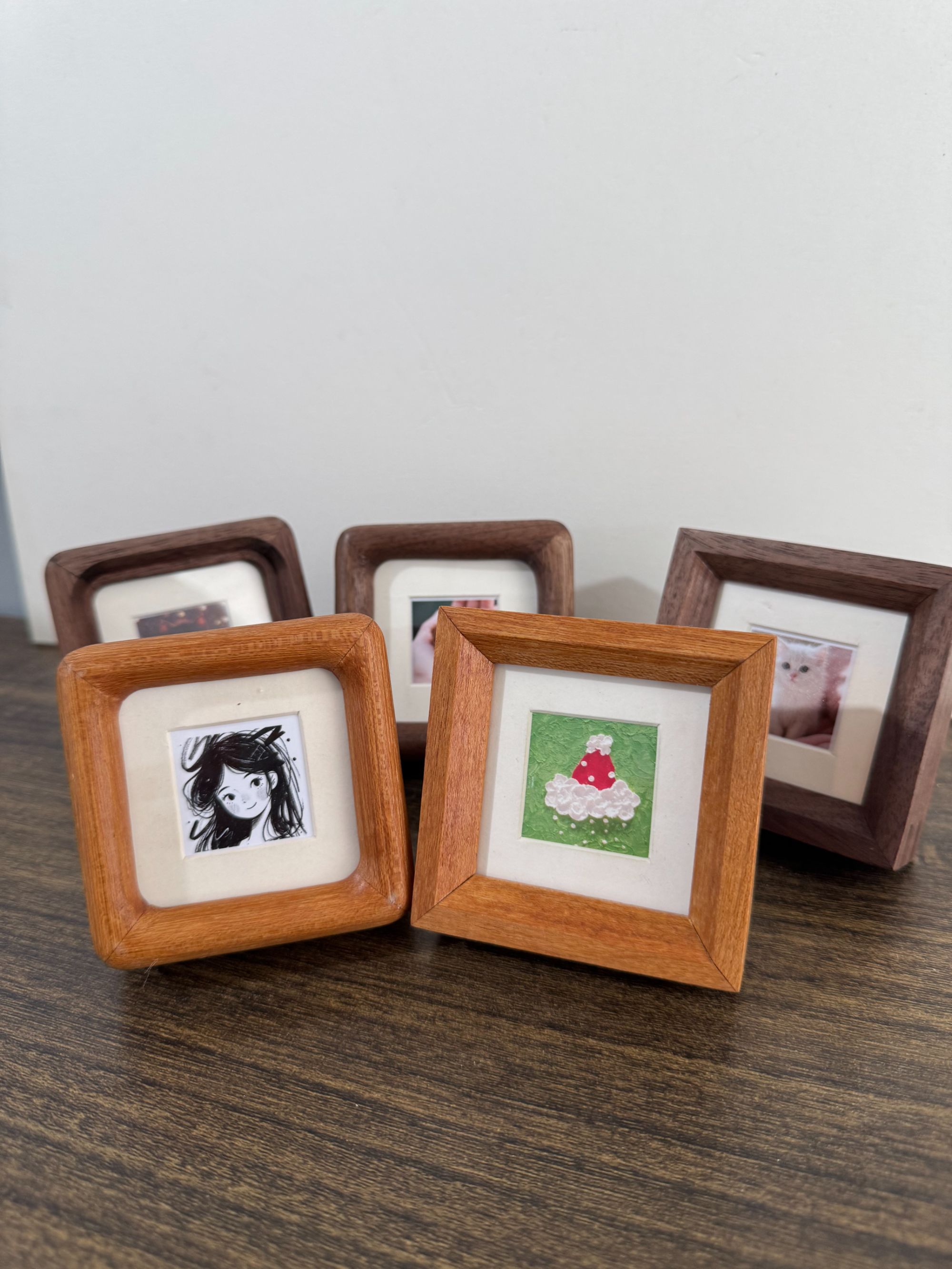 mini迷你小相框（奥松板背板）实木榫卯相框照片摆台正方形榫卯相框