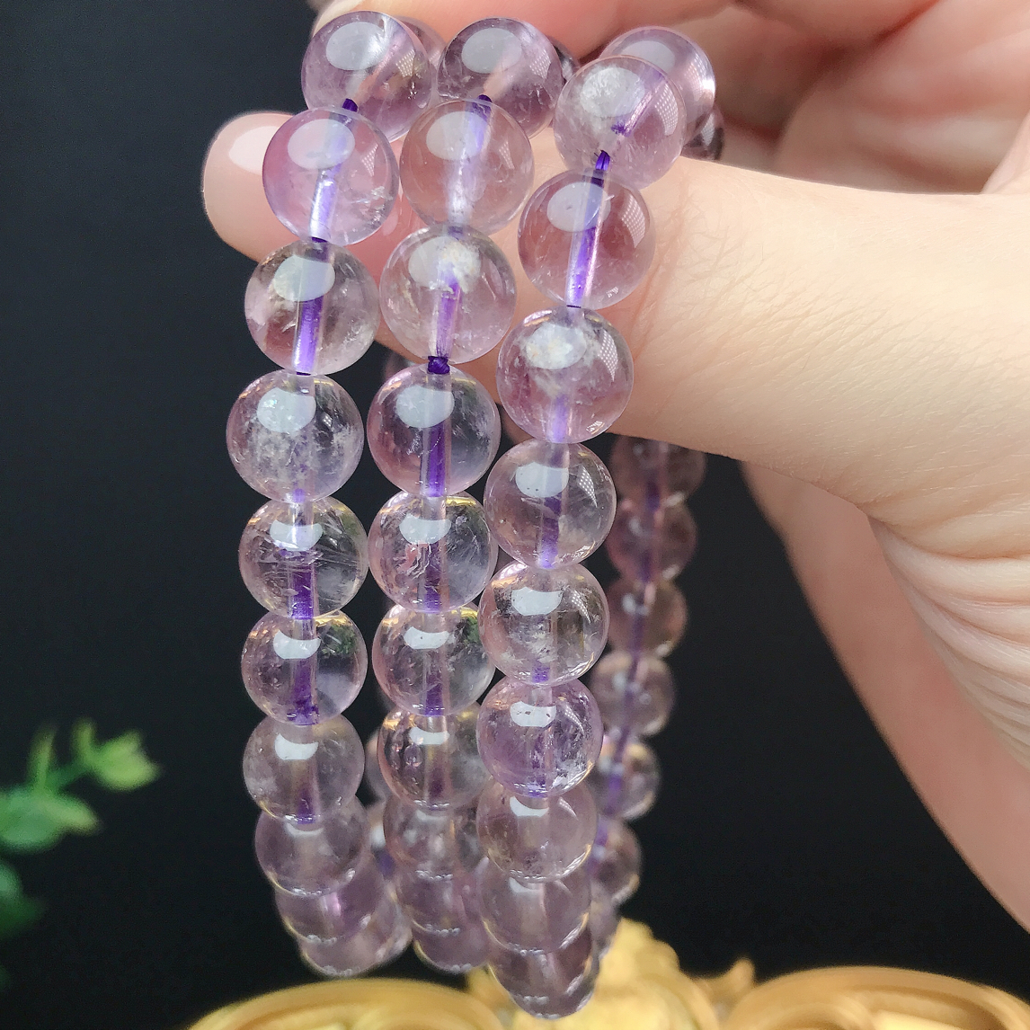 天然玻利维亚紫水晶手链圆珠单圈女士手串旺财运事业