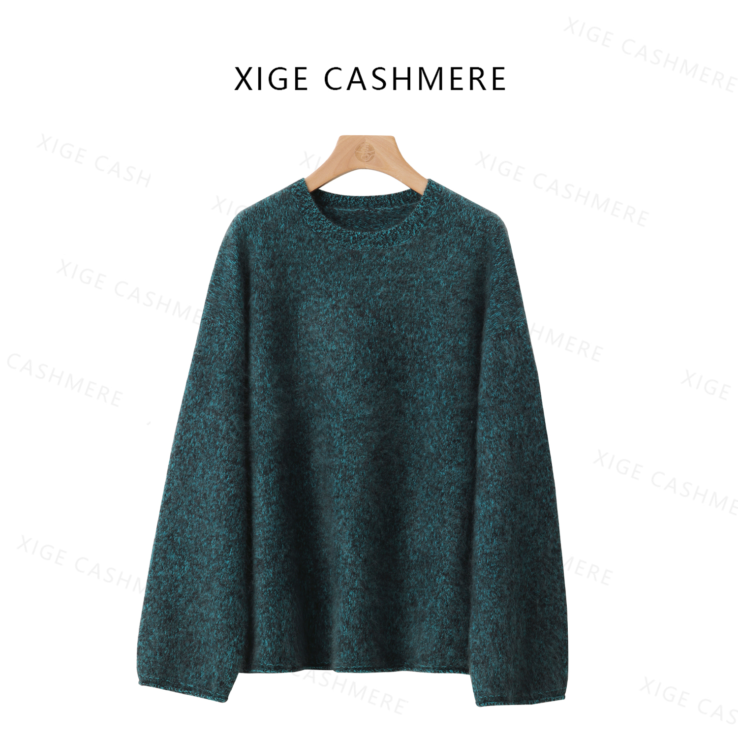 真贝【水东流】喜歌羊绒100山羊绒女士圆领长袖飘柔针织衫纯 7738