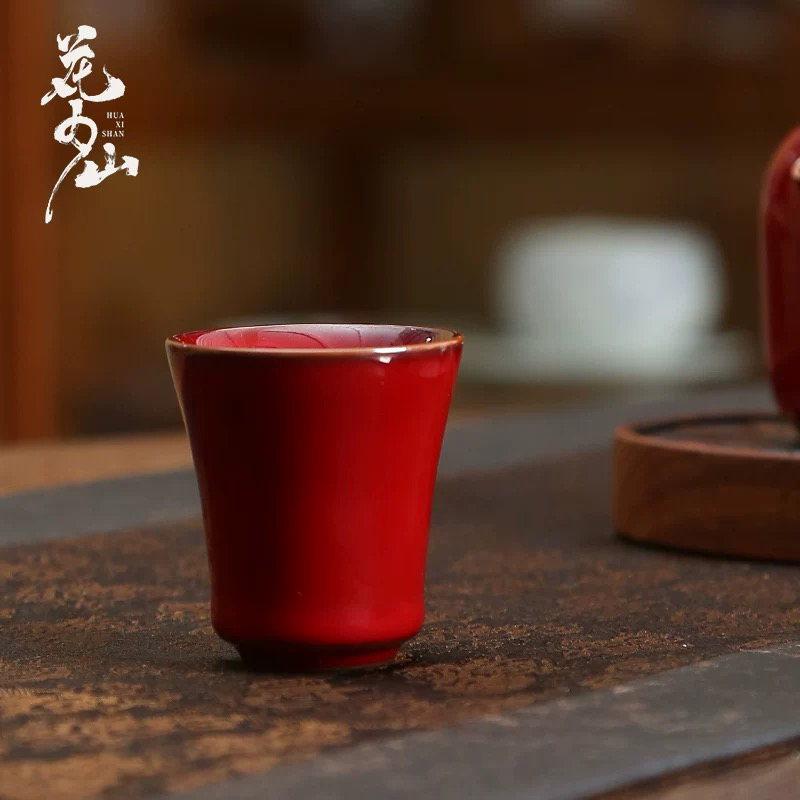 庄大师最美朗红故宫红手作陶瓷铁胎泥闻香杯