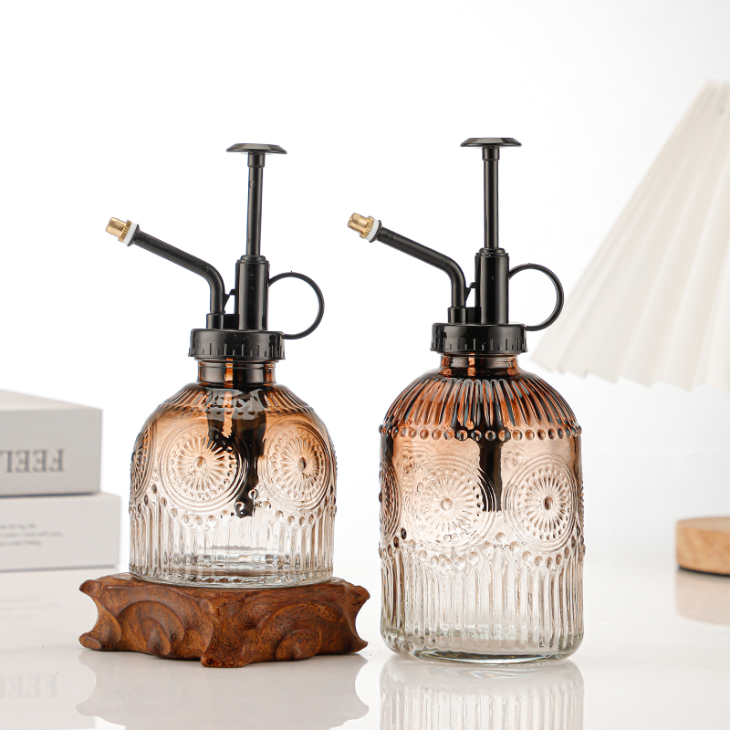 中古风小众棕色复古玻璃瓶小型迷你水壶玻璃罐子