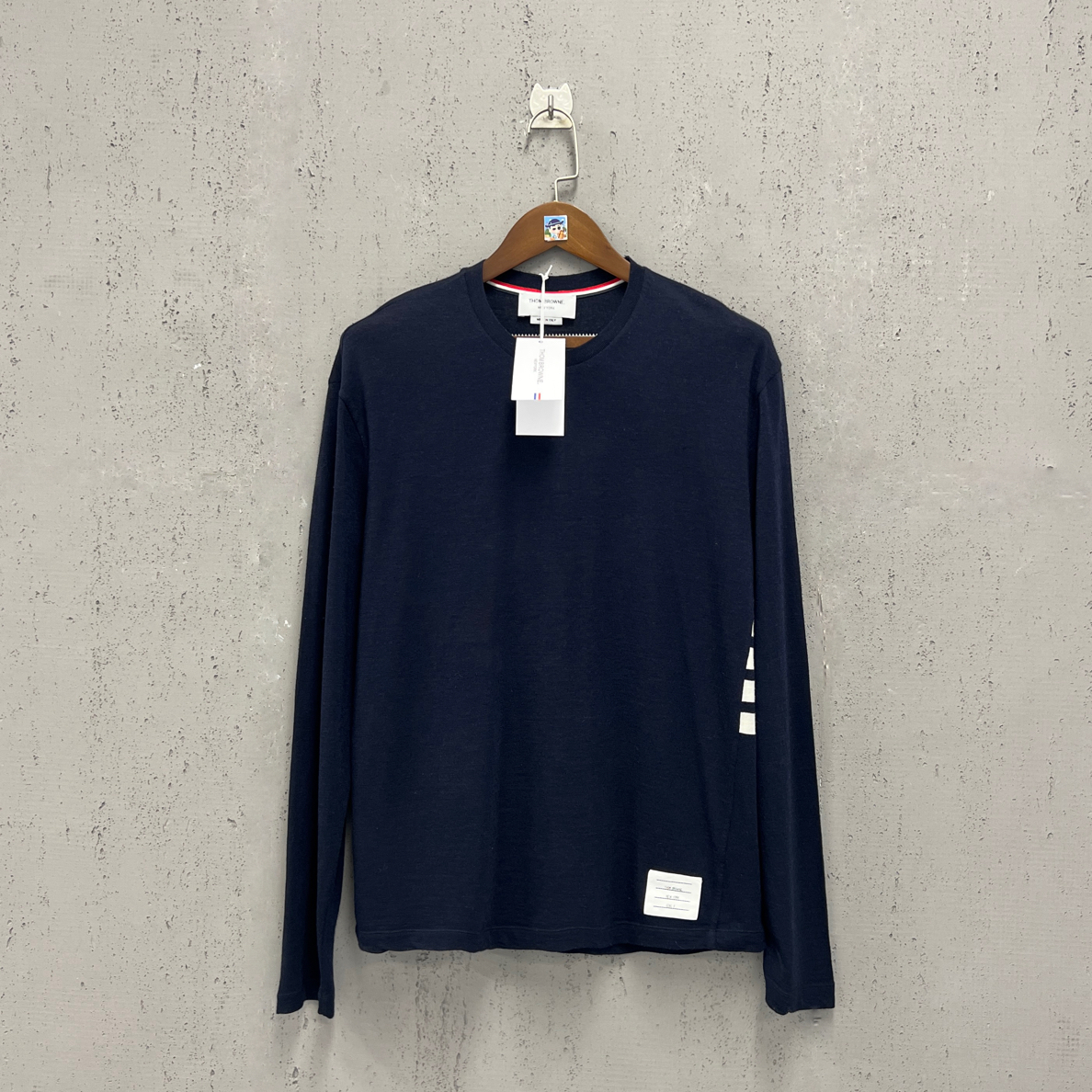 未使用 THOMBROWNE tb藏青色后背彩条羊毛薄款毛衣3码