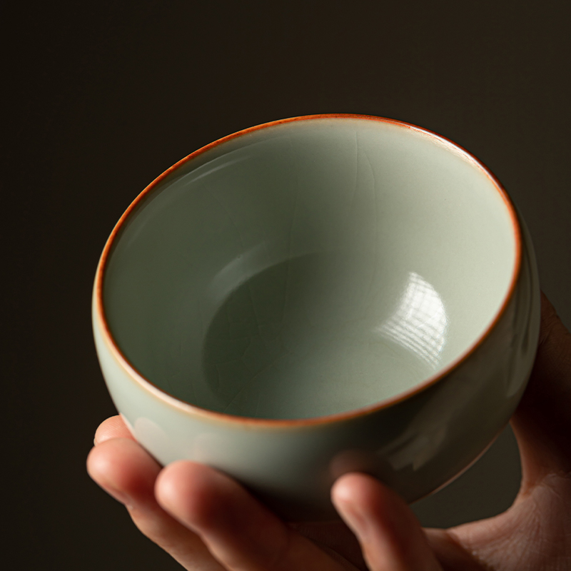 汝瓷仿古釉禅定杯精品个人杯开片可养主人杯高档茶具冰裂纹礼盒装