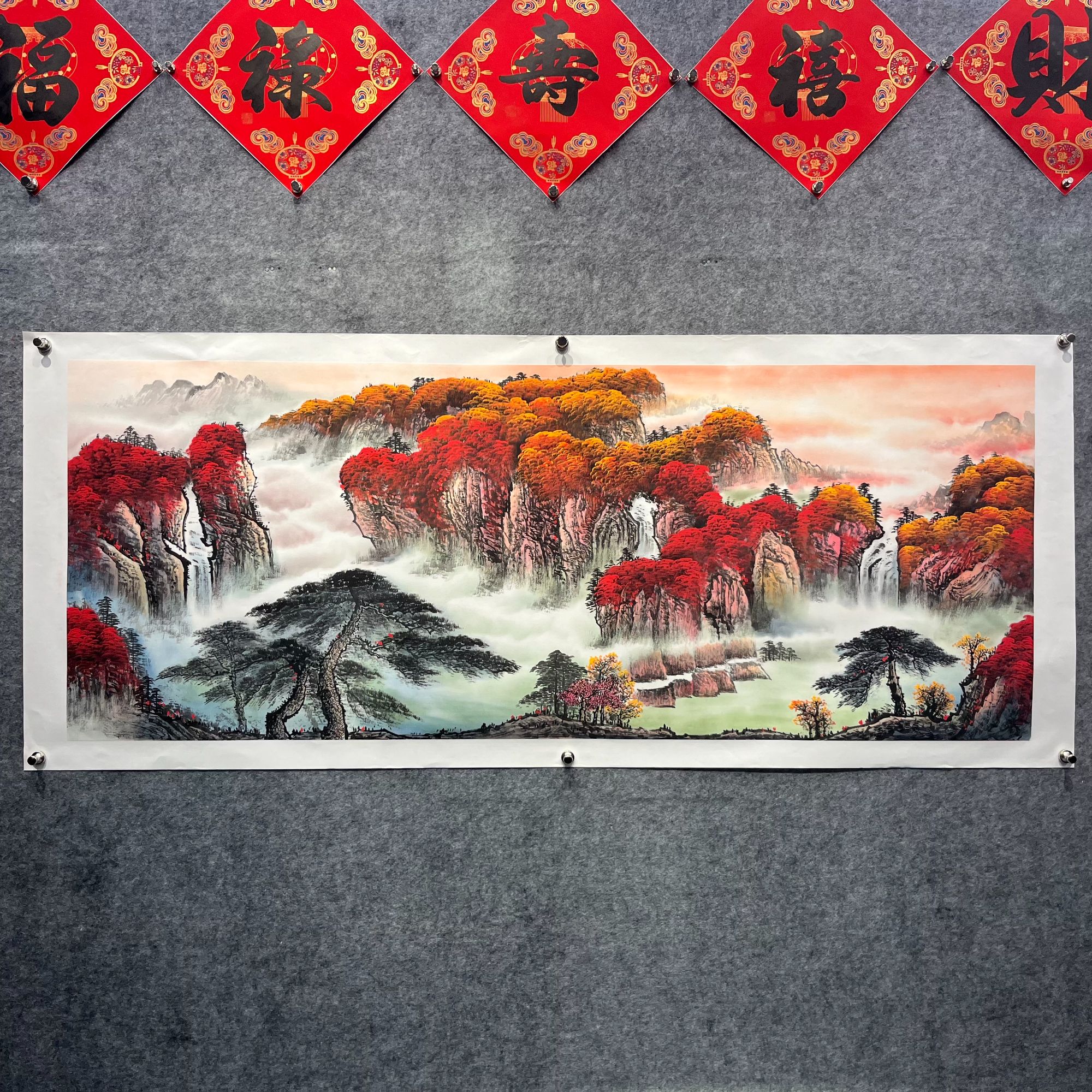 齐振家亲笔手绘山水画【鸿运当头】190*75cm送锦礼盒锦袋收藏送礼