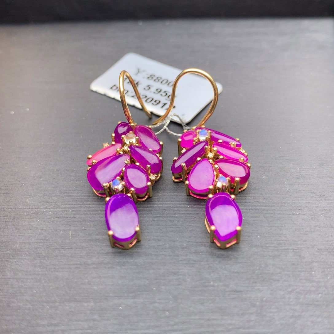 苏纪石（舒俱来）18K金镶嵌耳饰