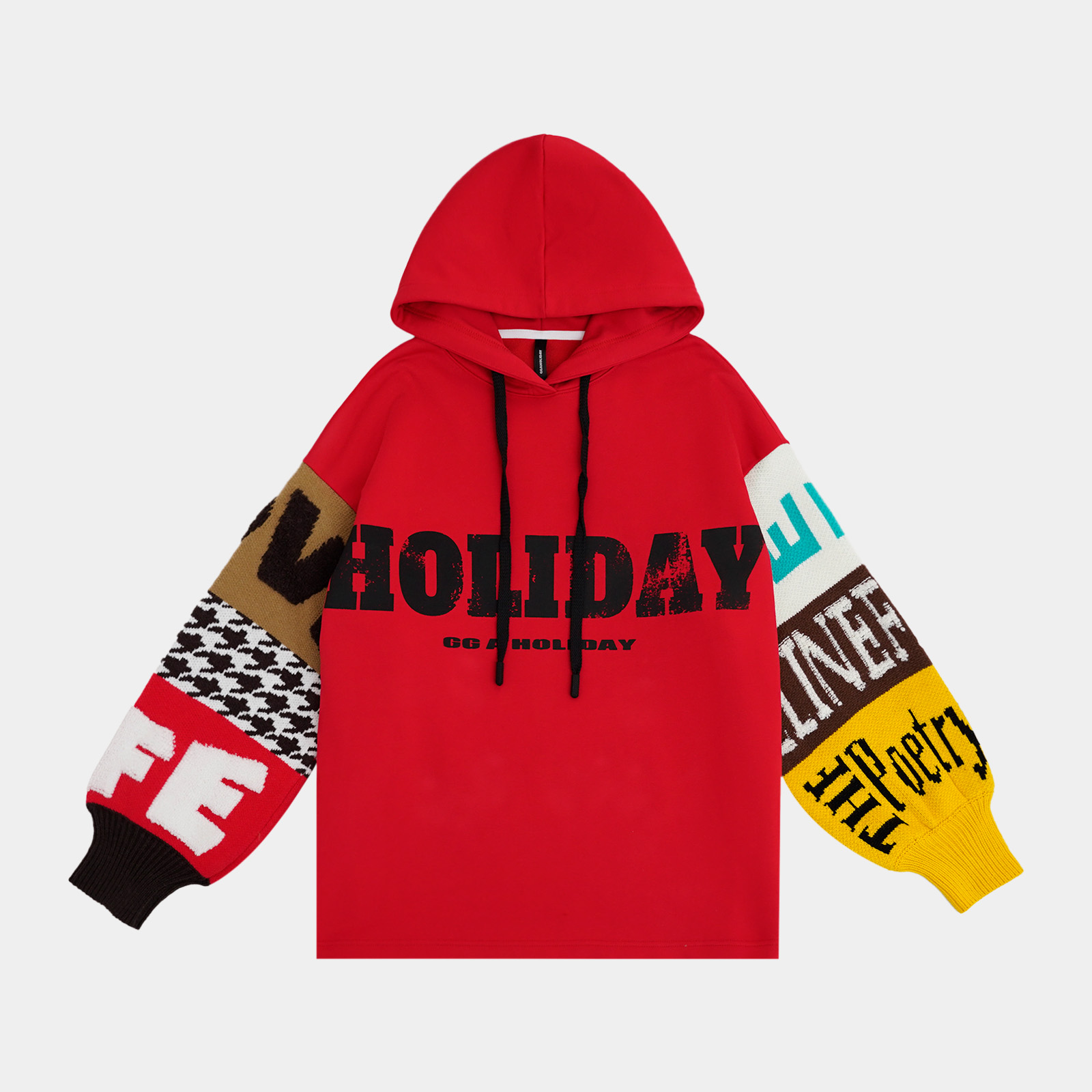 【上新】GGAHOLIDAY时尚休闲宽松针织长袖拼接撞色加绒卫衣-154270