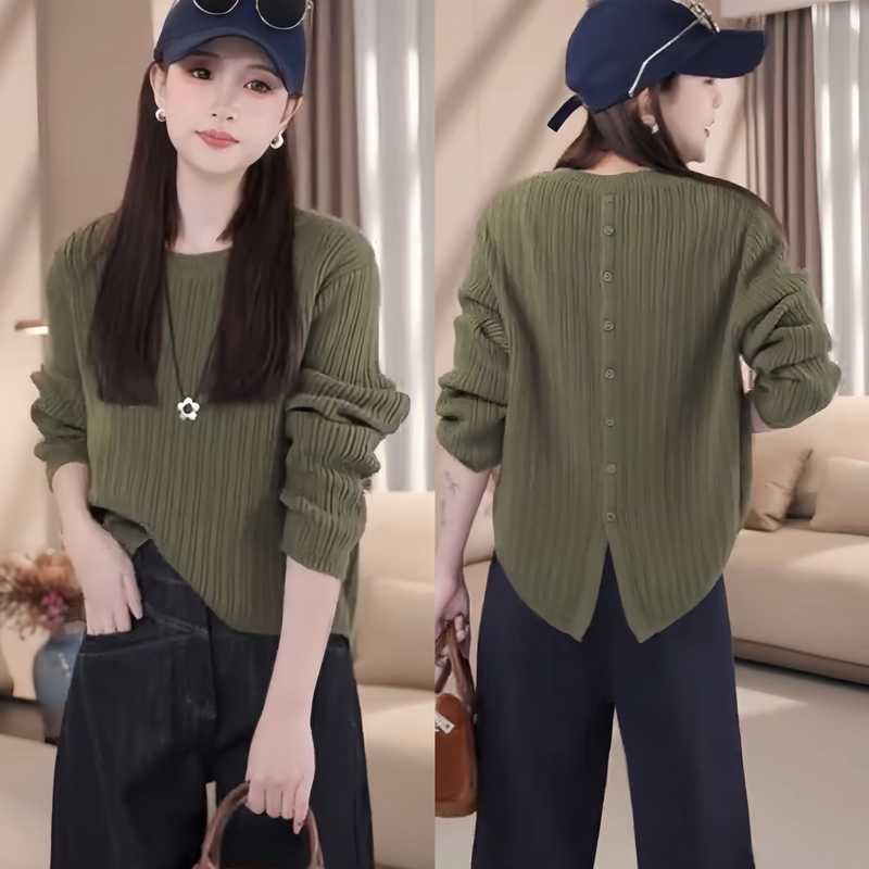 清仓特卖 后背开叉设计感针织毛衣女秋冬新款时尚设百搭套头上衣