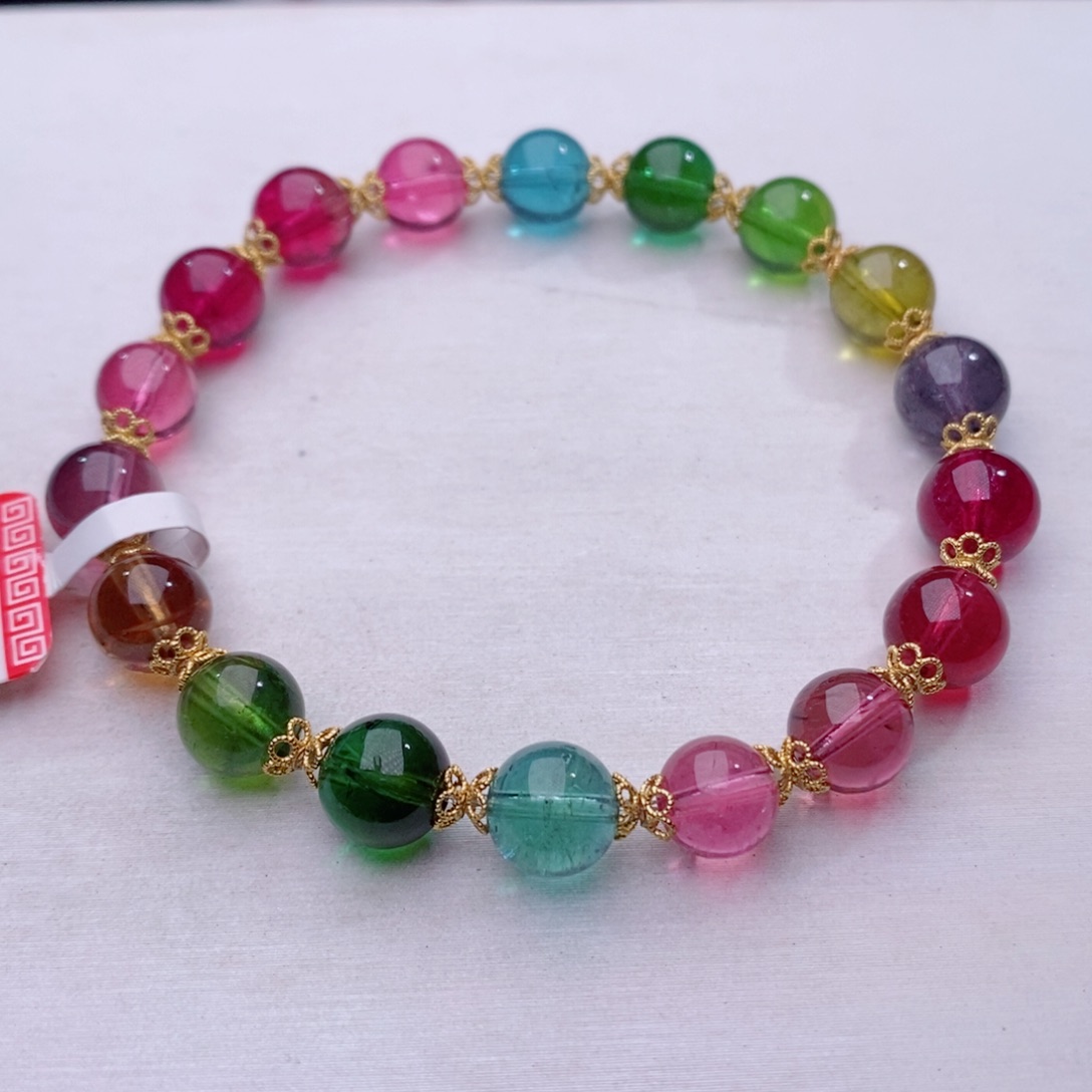 手链18K金镶嵌碧玺碧玺手链yy