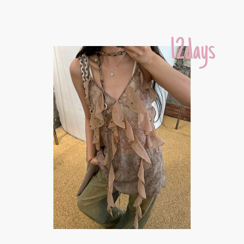 12days | 荷叶边手工钉珠吊带 | 25091