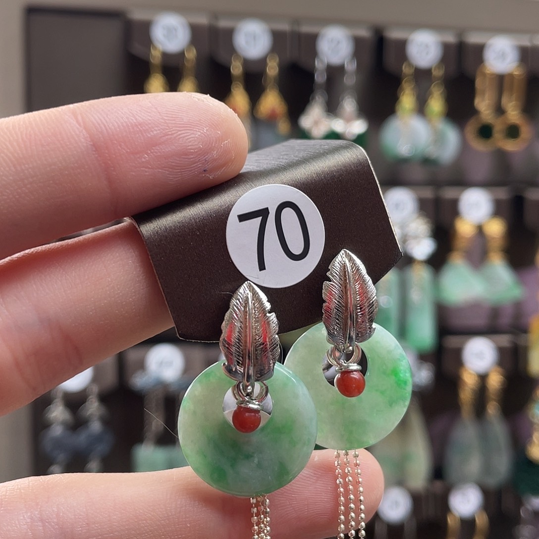 赵***瑞翡翠银S925镶嵌耳饰032hgc