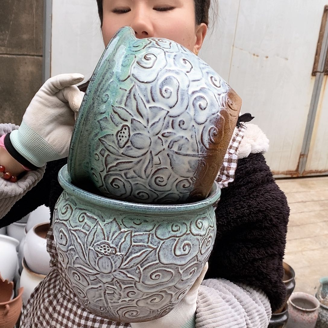 紫砂花盆瑕疵口20高16