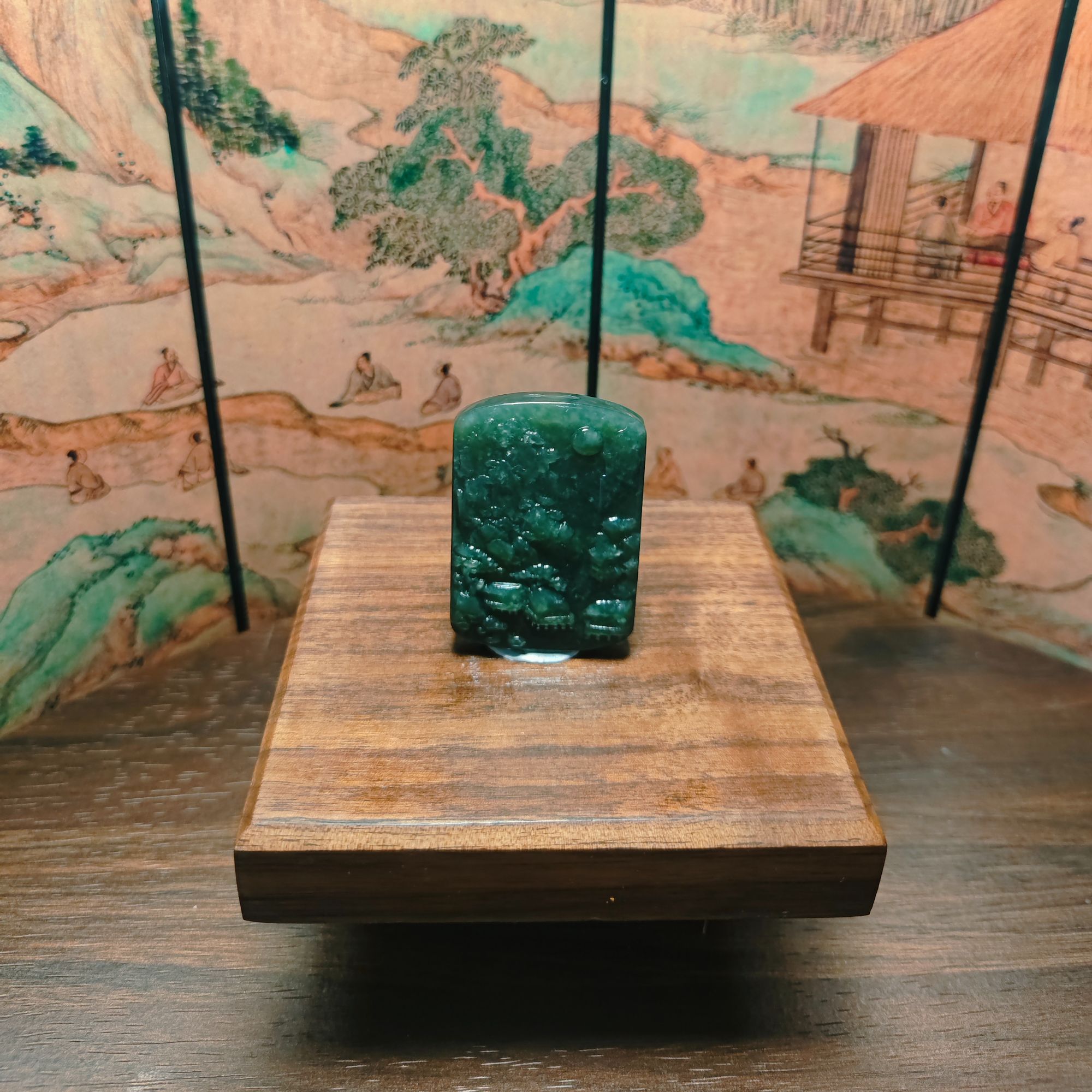 E和田玉山水牌吊坠0493