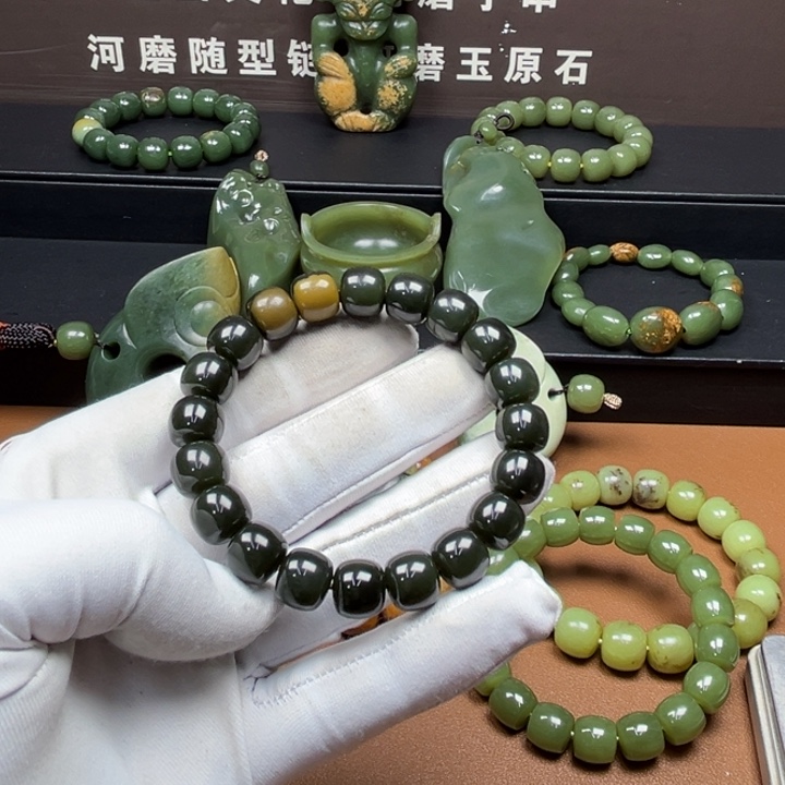 手链未镶嵌岫岩河磨玉（透闪石质玉）尽*✨
