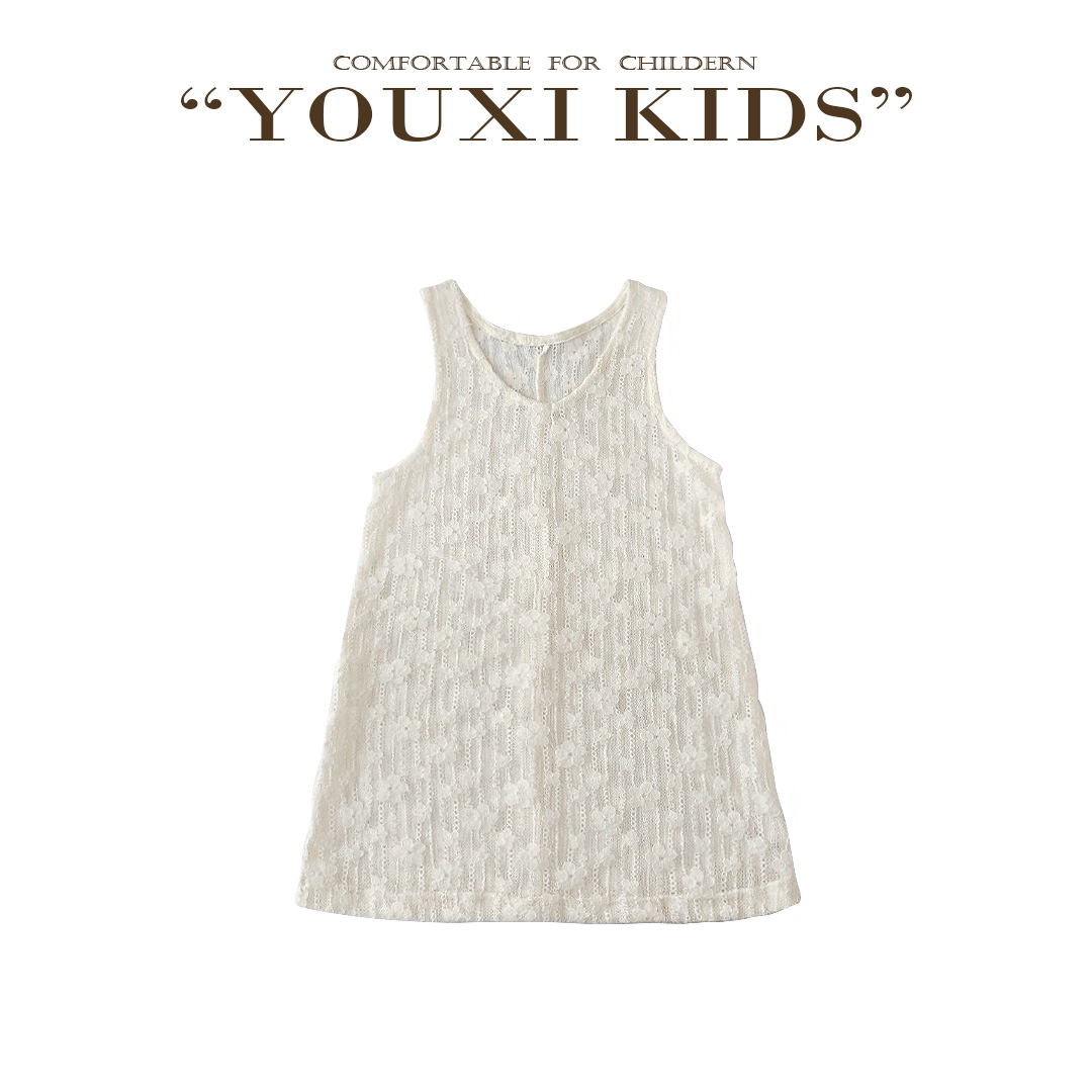 【飞飞家】·蕾丝梦境25新款春款蕾丝罩衫百搭女童无袖马甲裙 FF2578