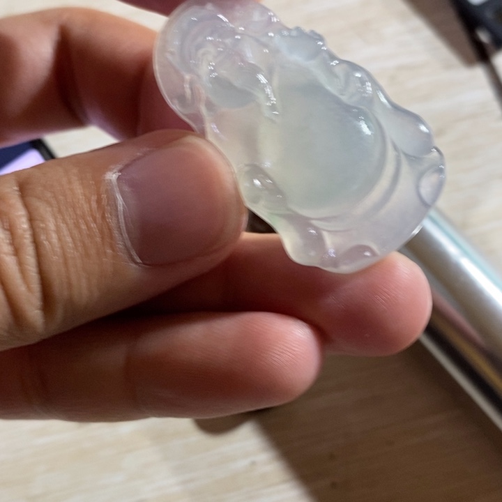 定制翡翠18K金镶嵌冰种财神